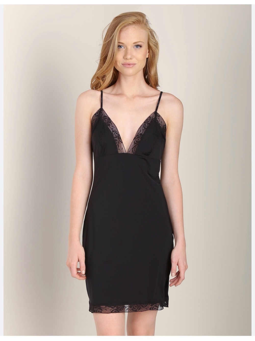 Black Lace-Trim chemise- Women Intimates & Sleepwear